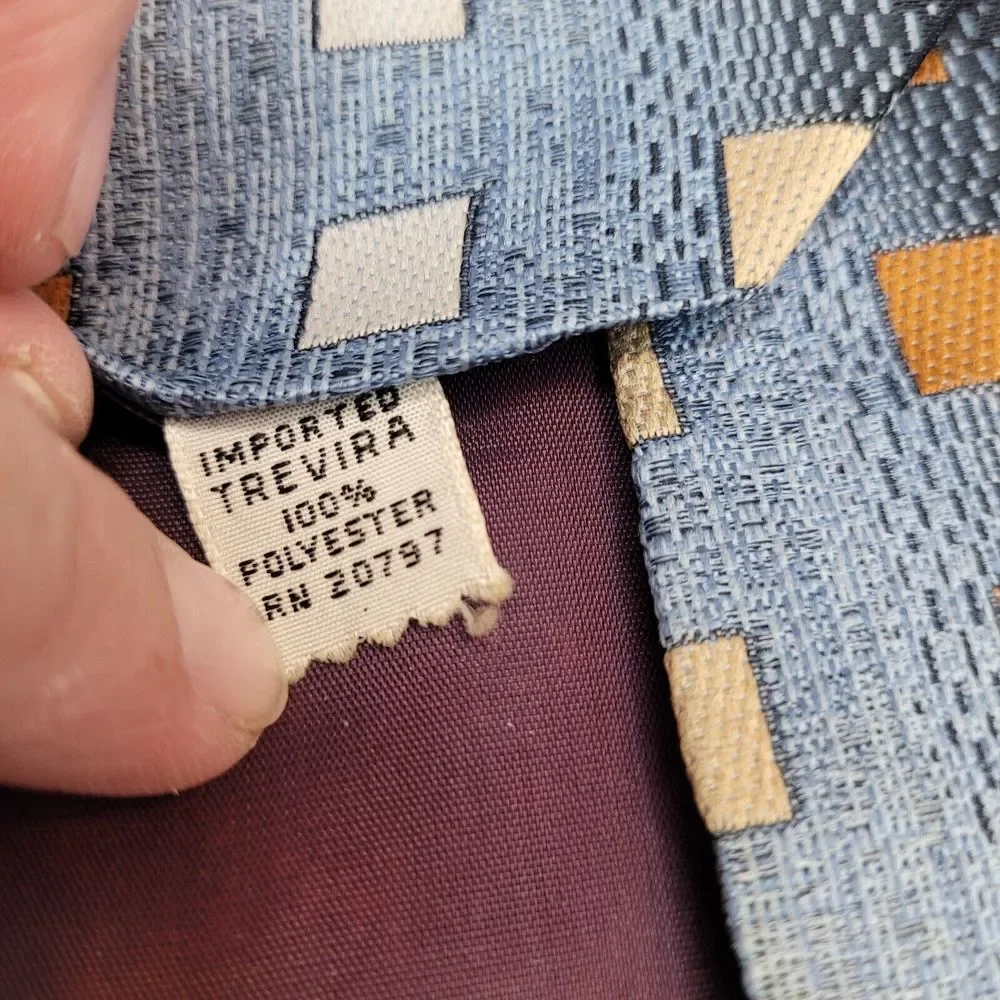 Unbranded, Blue‎ Checked Polyester Vintage Tie